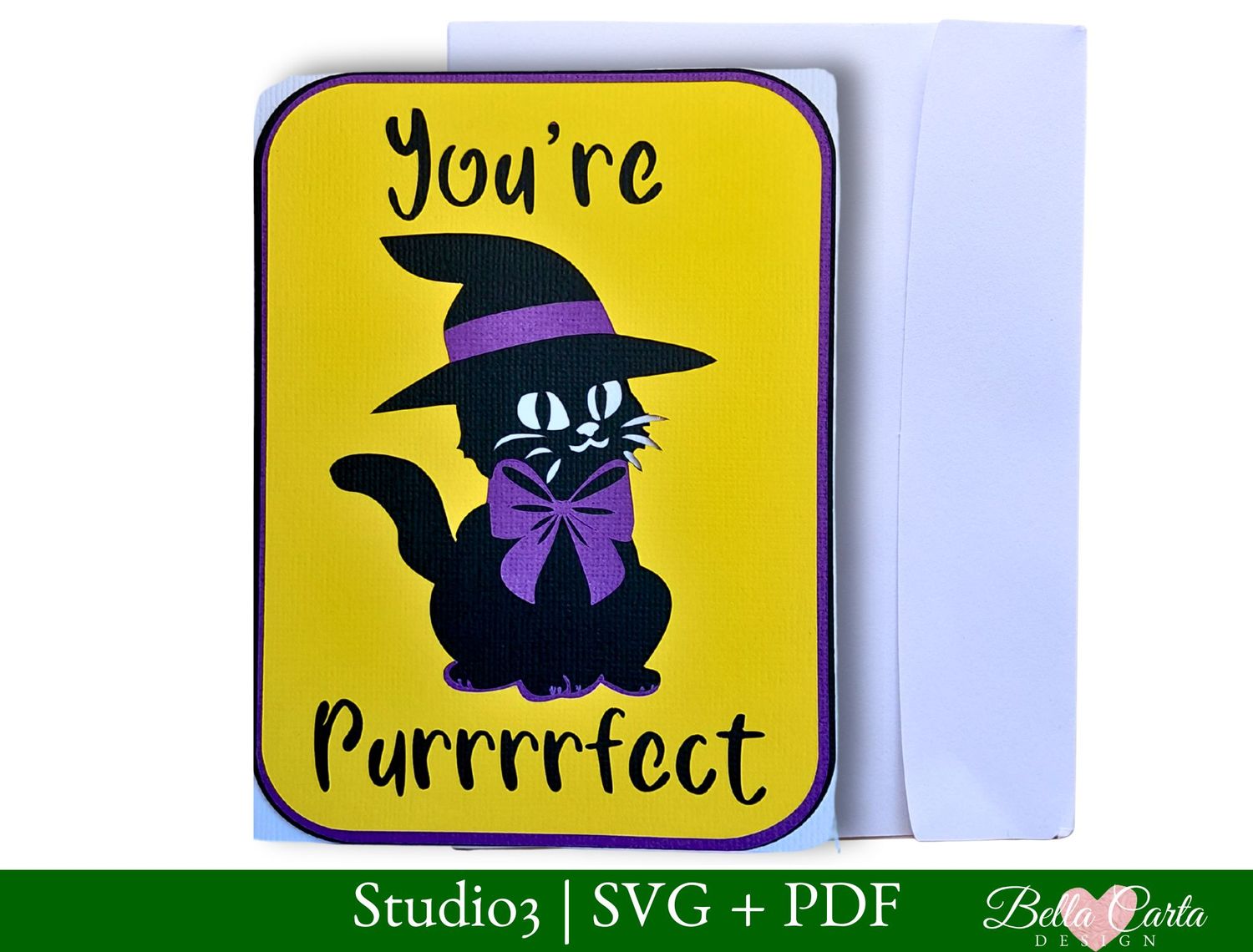 Cute Black Cat Card SVG + PDF