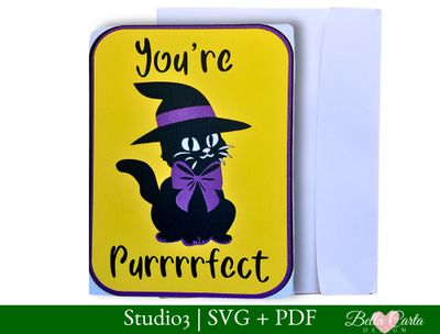 Cute Black Cat Card SVG + PDF