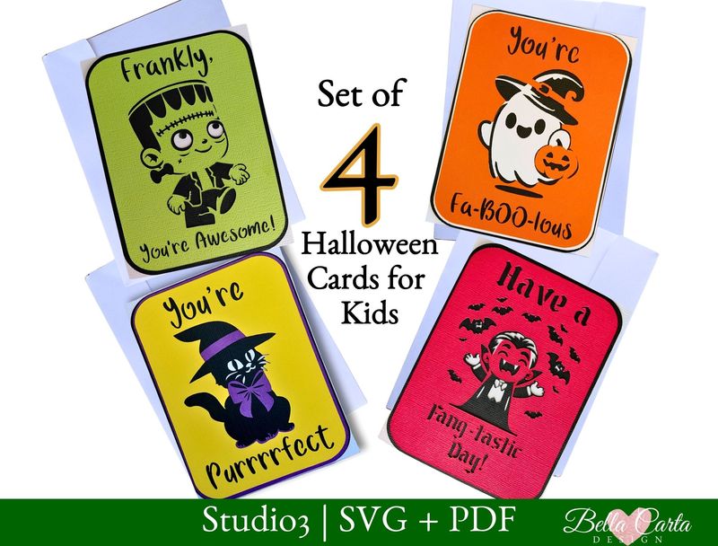 Funny Halloween Card SVG Bundle + PDF