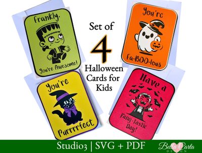 Funny Halloween Card SVG Bundle + PDF