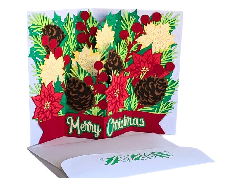 Pop Up Christmas Flowers Card SVG