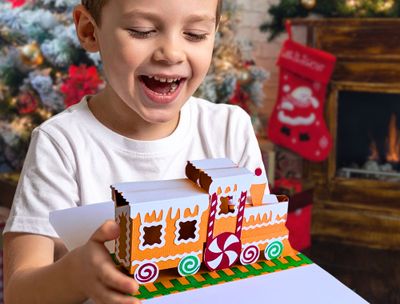 Christmas Train Pop Up Card SVG