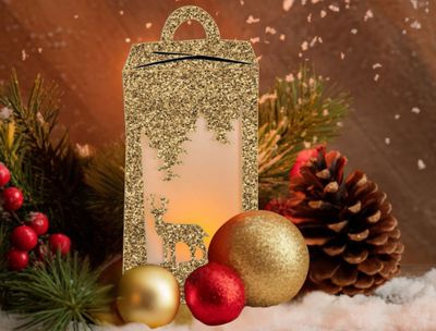 Winter Deer and Woodland Tea Light Holder SVG