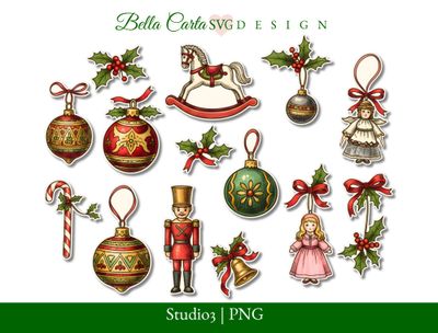 Victorian Christmas Stickers PNG