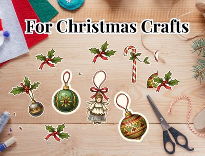 Victorian Christmas Stickers PNG