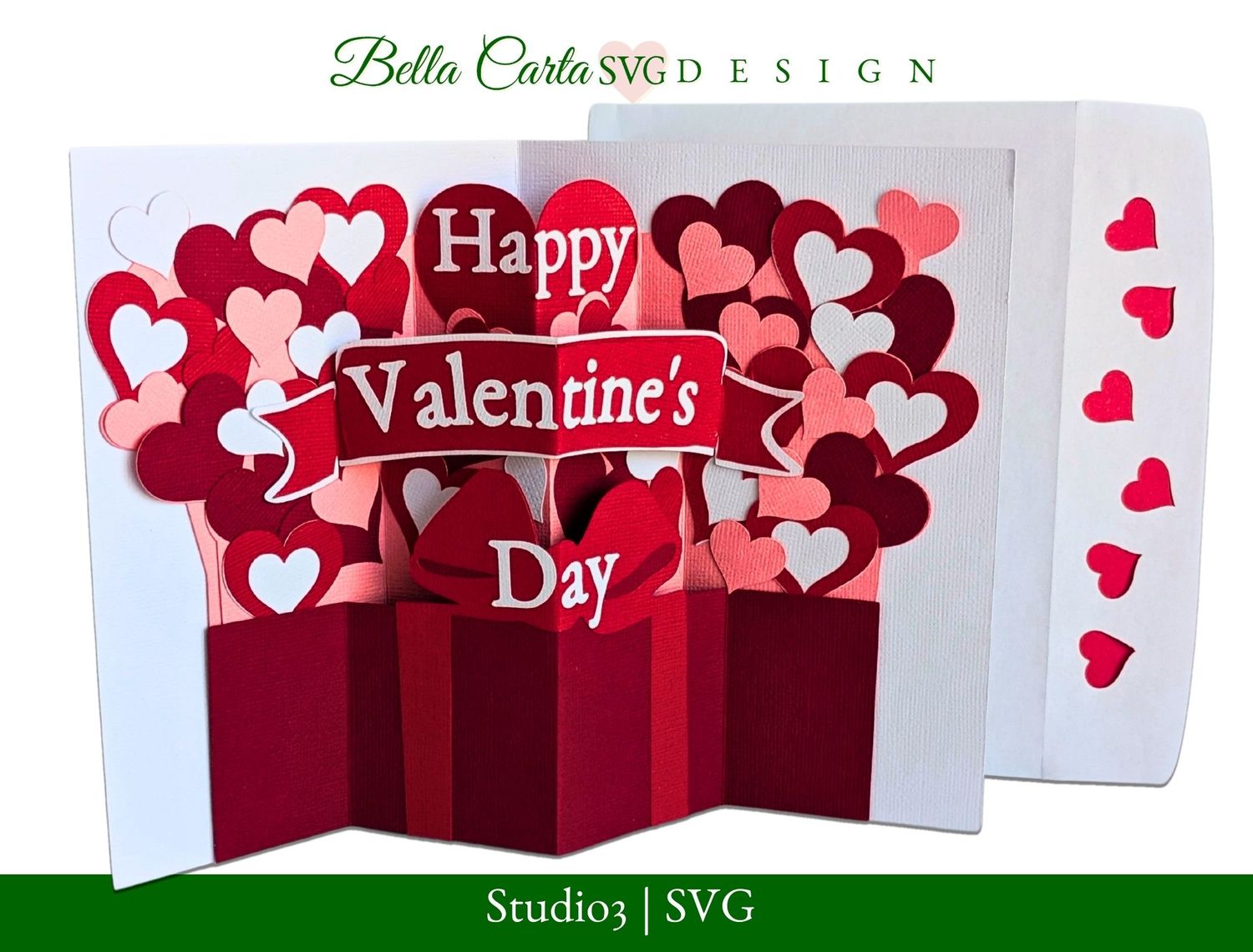 Valentine's Day Hearts Pop Up Card SVG