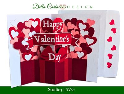 Valentine's Day Hearts Pop Up Card SVG