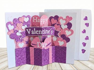 Valentine's Day Hearts Pop Up Card SVG