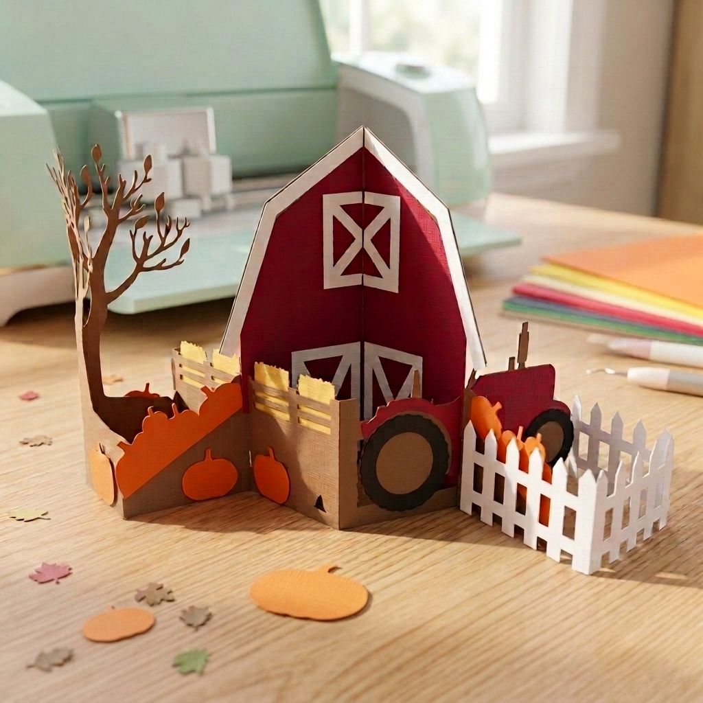 Fall Barn Pop Up Card SVG