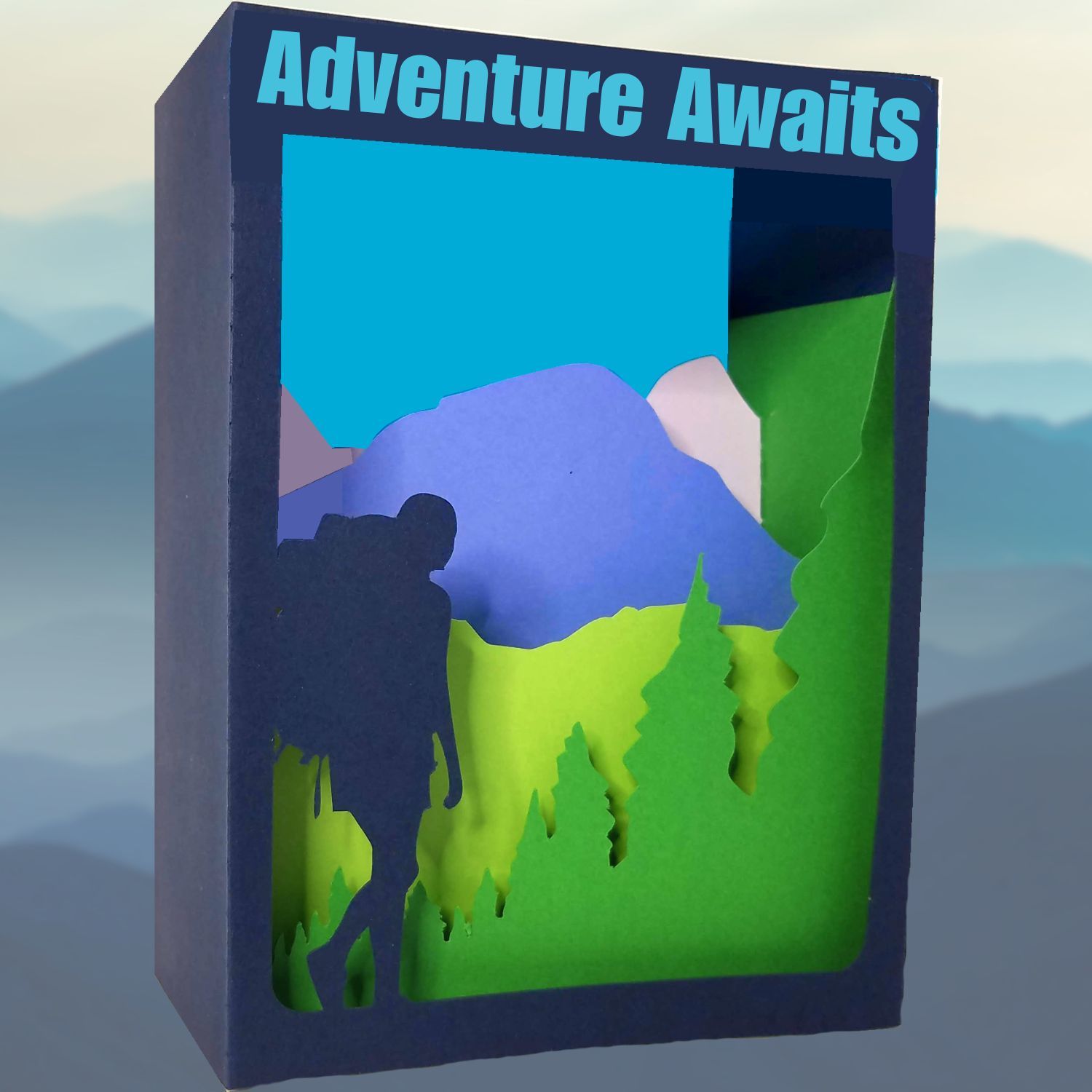Mountain Hike Shadowbox Card