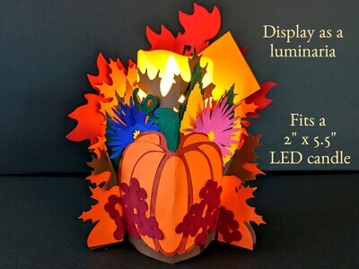 Place an LED battery-operated tea light in the center of this Autumn Bouquet Card to give it an Autumn glow.