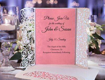 Rose Lace Wedding Gate Fold Card or Invitation