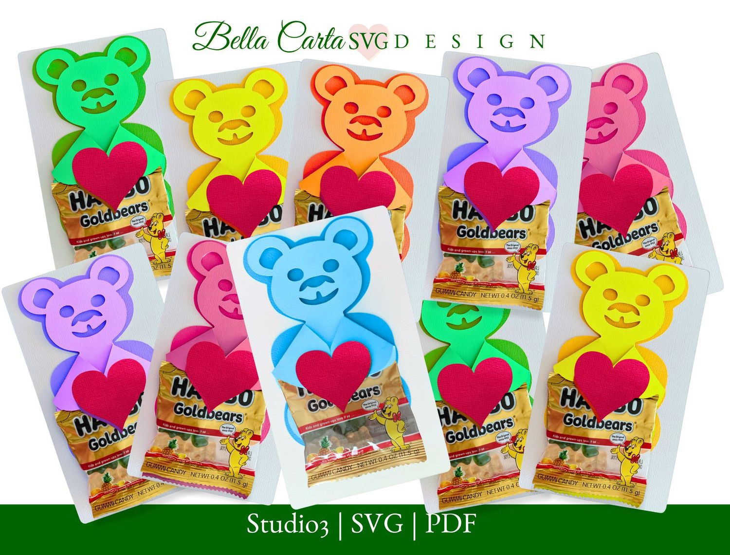 Gummy Bear Hug Valentine Card SVG