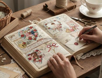 Victorian Valentine Stickers PNG