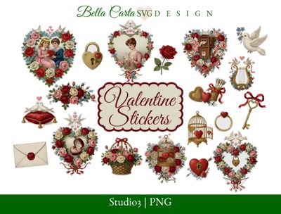 Victorian Valentine Stickers PNG