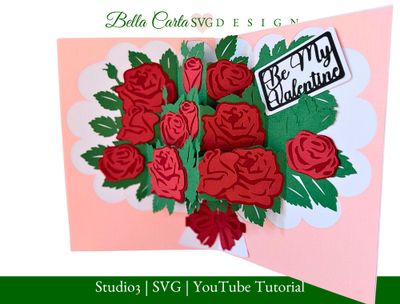 Rose Bouquet Pop Up Card SVG