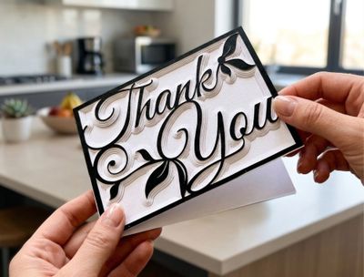 Layered Floral Thank You Card SVG