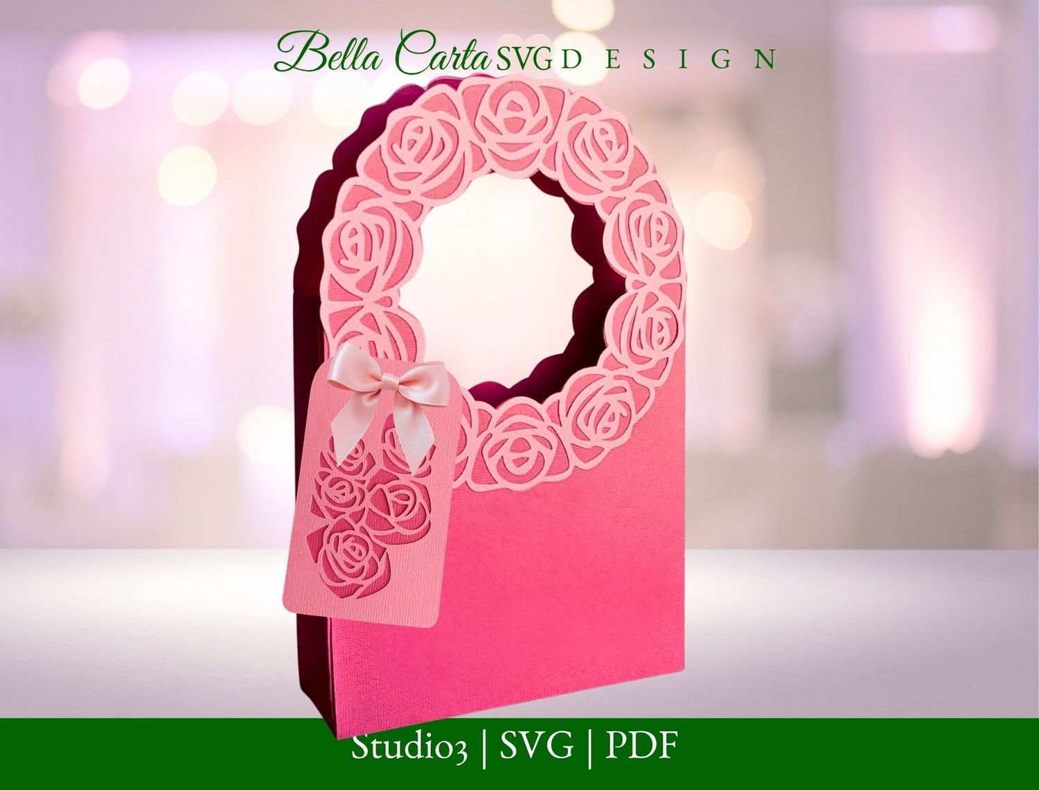 Rose Wreath Gift Bag SVG