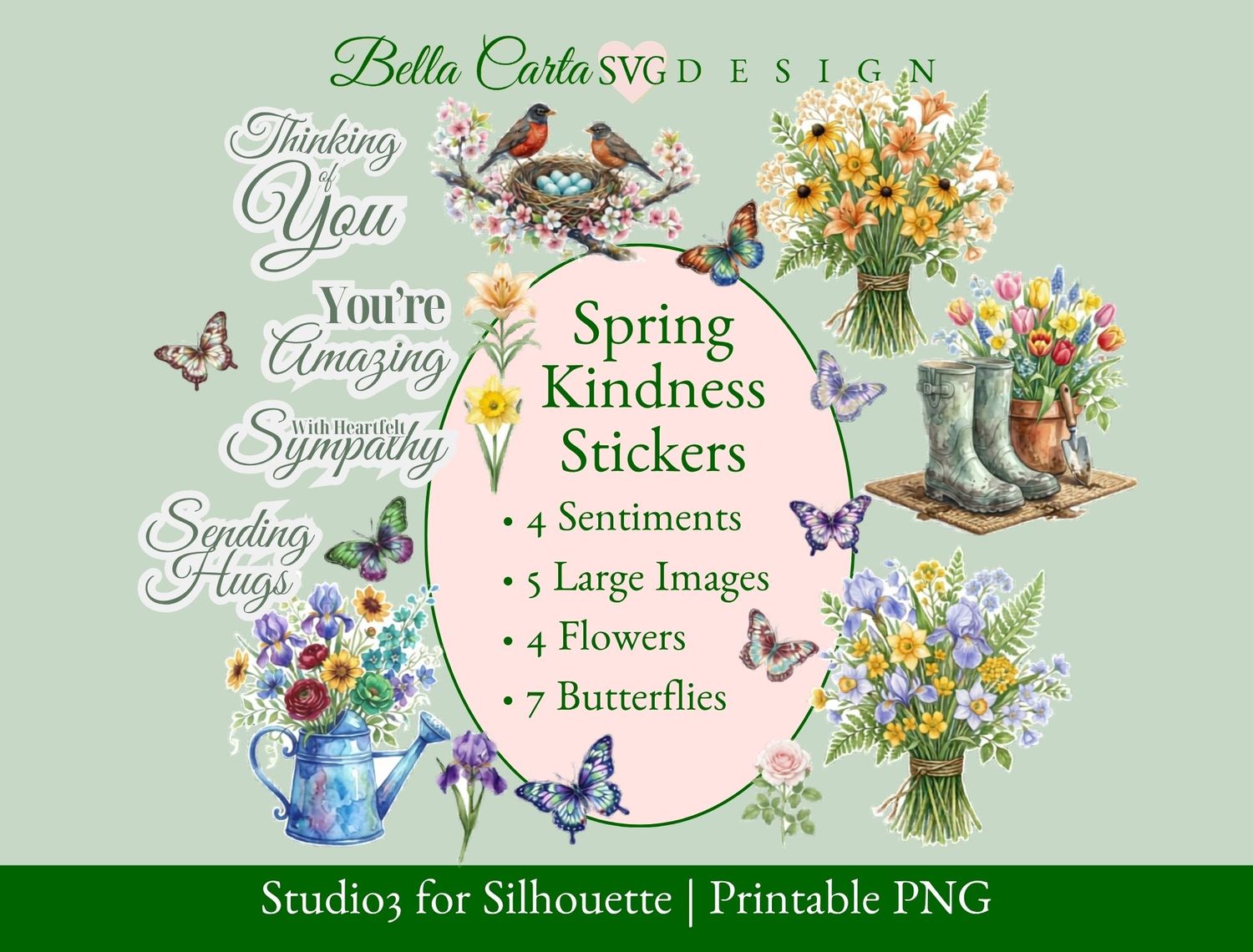 Spring Kindness Stickers &amp; Watercolor Ephemera