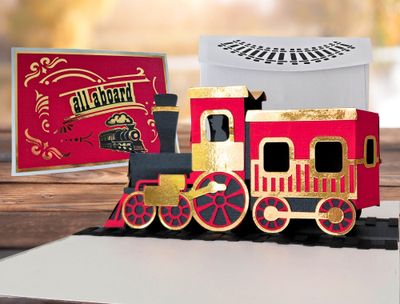 Train Pop Up Card SVG Digital Template