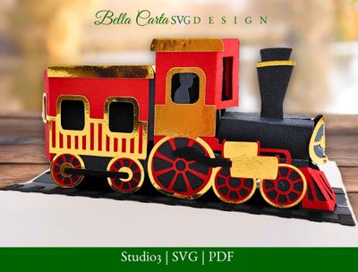 Train Pop Up Card SVG Digital Template