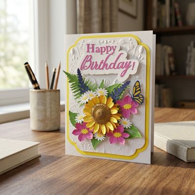 Sunflower Birthday Card SVG
