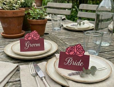 Rose Lace Wedding Place Cards SVG