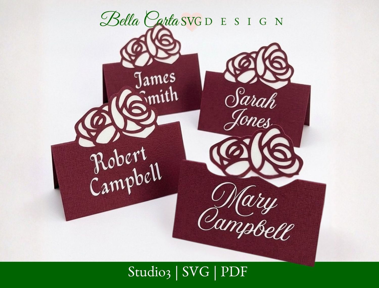 Rose Lace Wedding Place Cards SVG