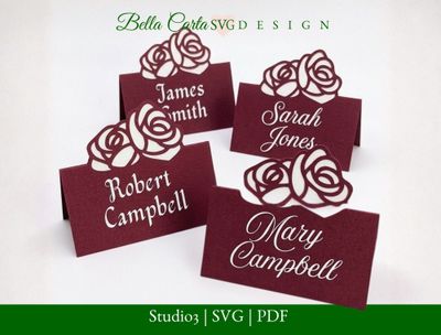 Rose Lace Wedding Place Cards SVG