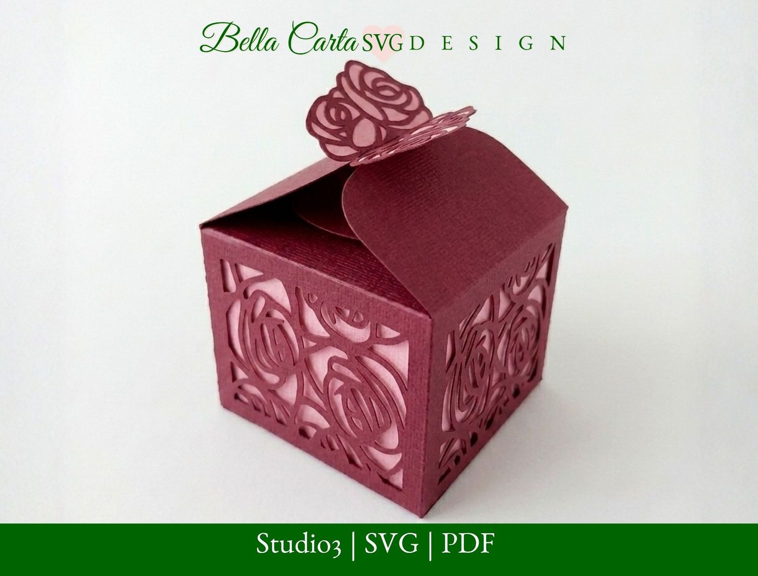 Rose Lace Favors Box 3D SVG