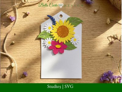 Sunflower Bouquet Gift Tag SVG