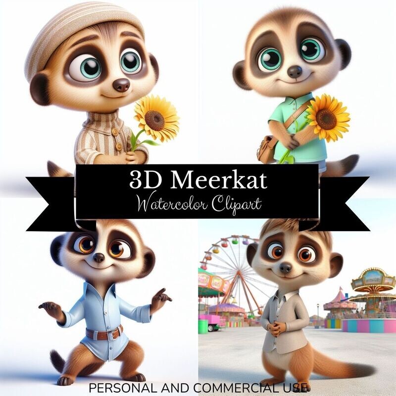 73 Images.Whimsical Meerkat Clipart Collection! Digital Download. Cute clipart. Animal Clipart. Printable. Sublimation. Baby room.