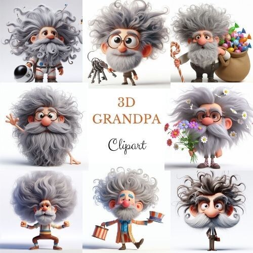 Whimsical Grandfathers Clipart Collection - Digital Download&quot;