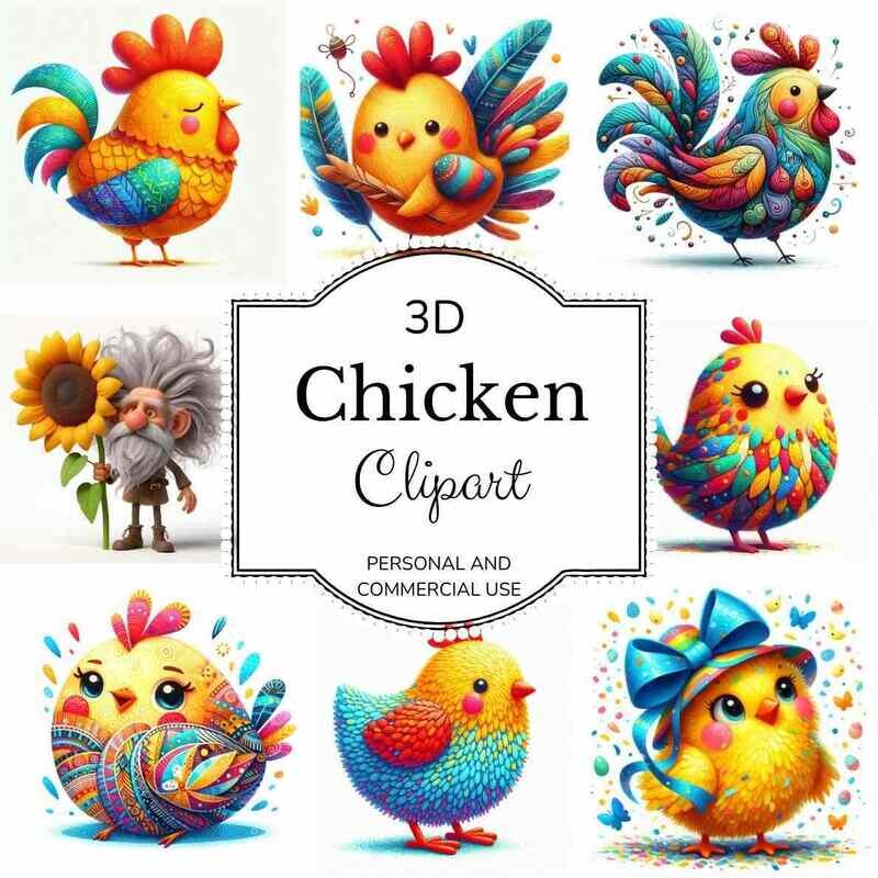 51 Colorful Vibrant Chicken Clipart Collection!. Cute cartoon , Farm animals