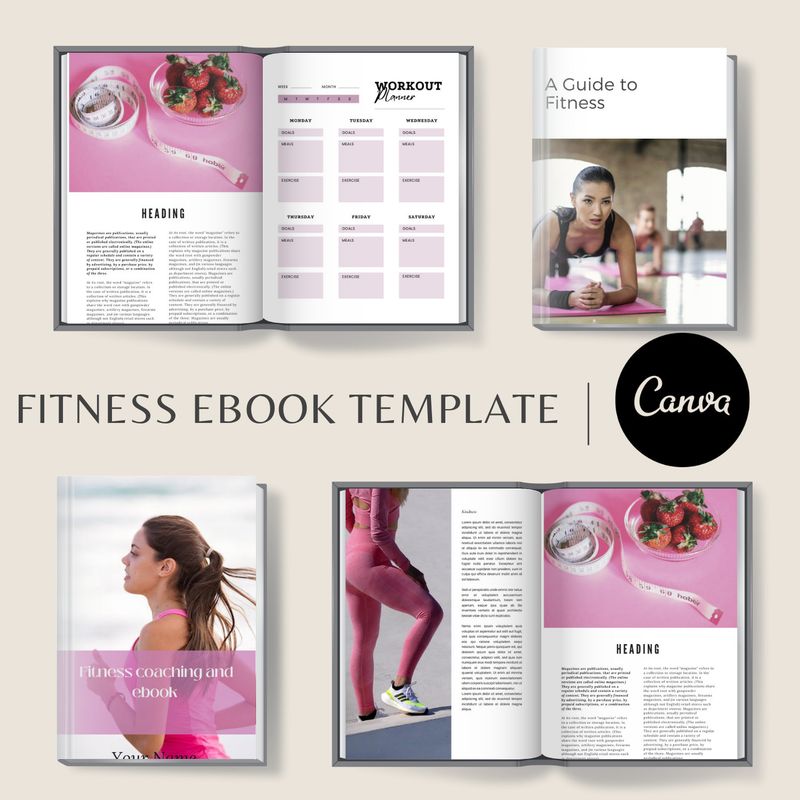 Fitness E-Book Canva Template, Workbook template,, Course Workbook ,