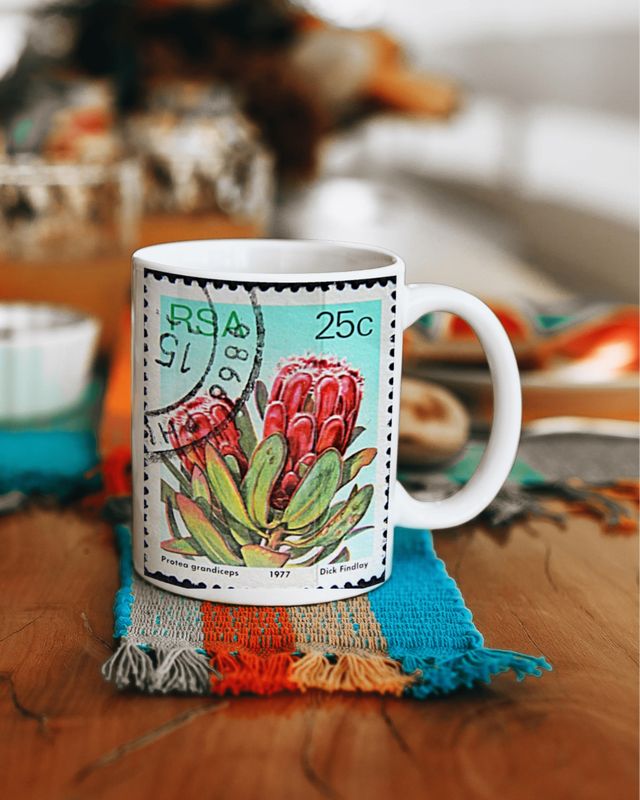 Protea stamp coffee mug