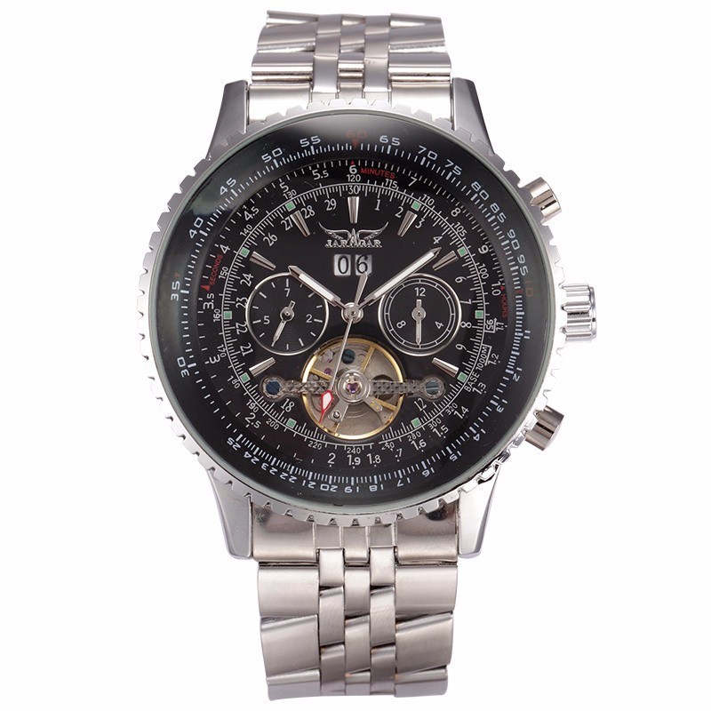 JARAGAR Fashion Big Dial High Quality Stainless Steel Band Automatic  Mechanical Tourbillon Watch - was $1,648