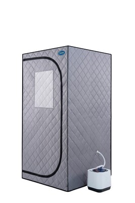 Portable Grey Mini Plus style Steam Sauna tent–Personal Home Spa, with Steam Generator, Remote Control, Foldable Chair, PVC pipes. Easy to Install,fast heating, with FCC &amp; UL Certification