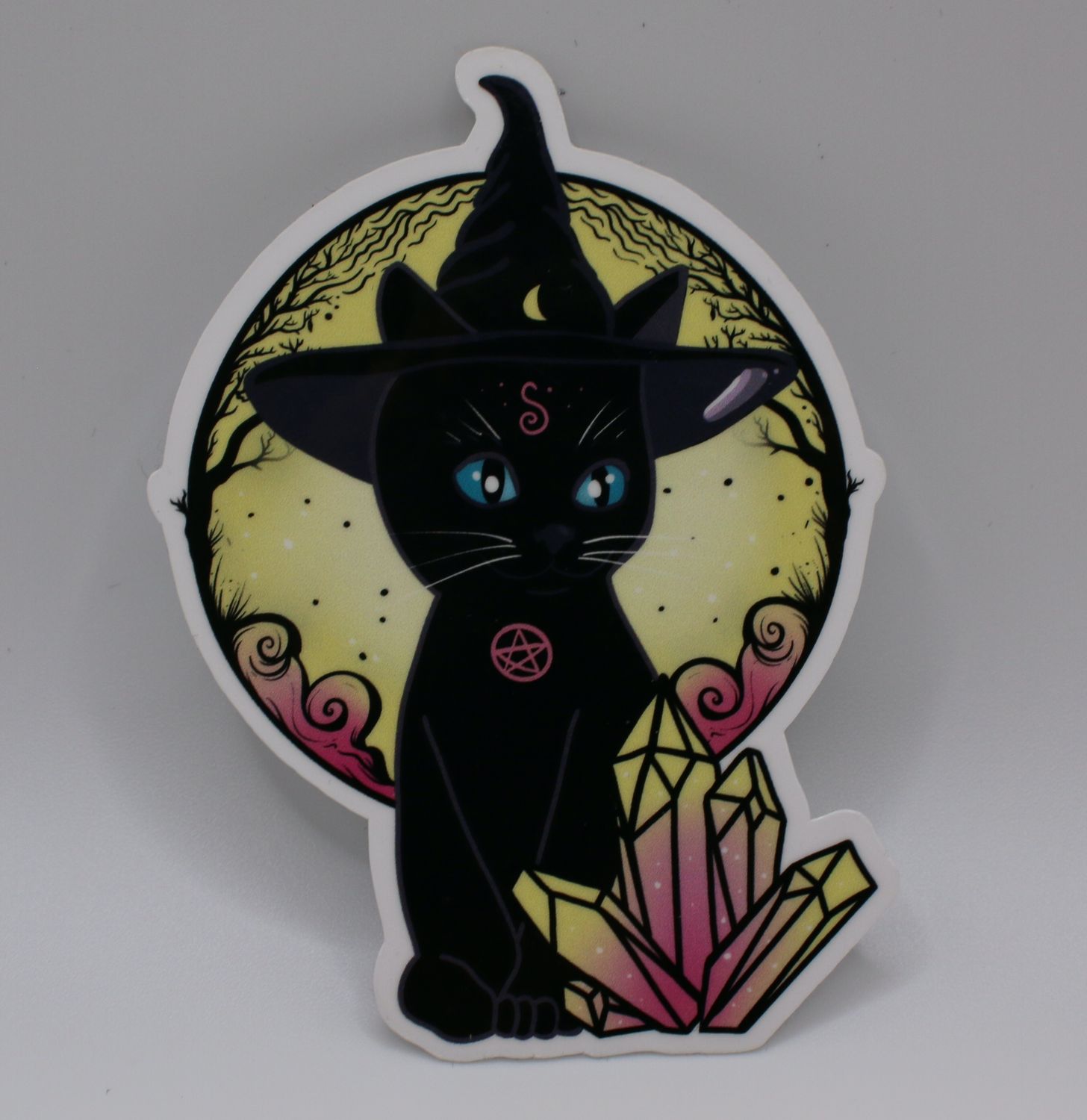 Black Witchy Cat Vinyl Sticker