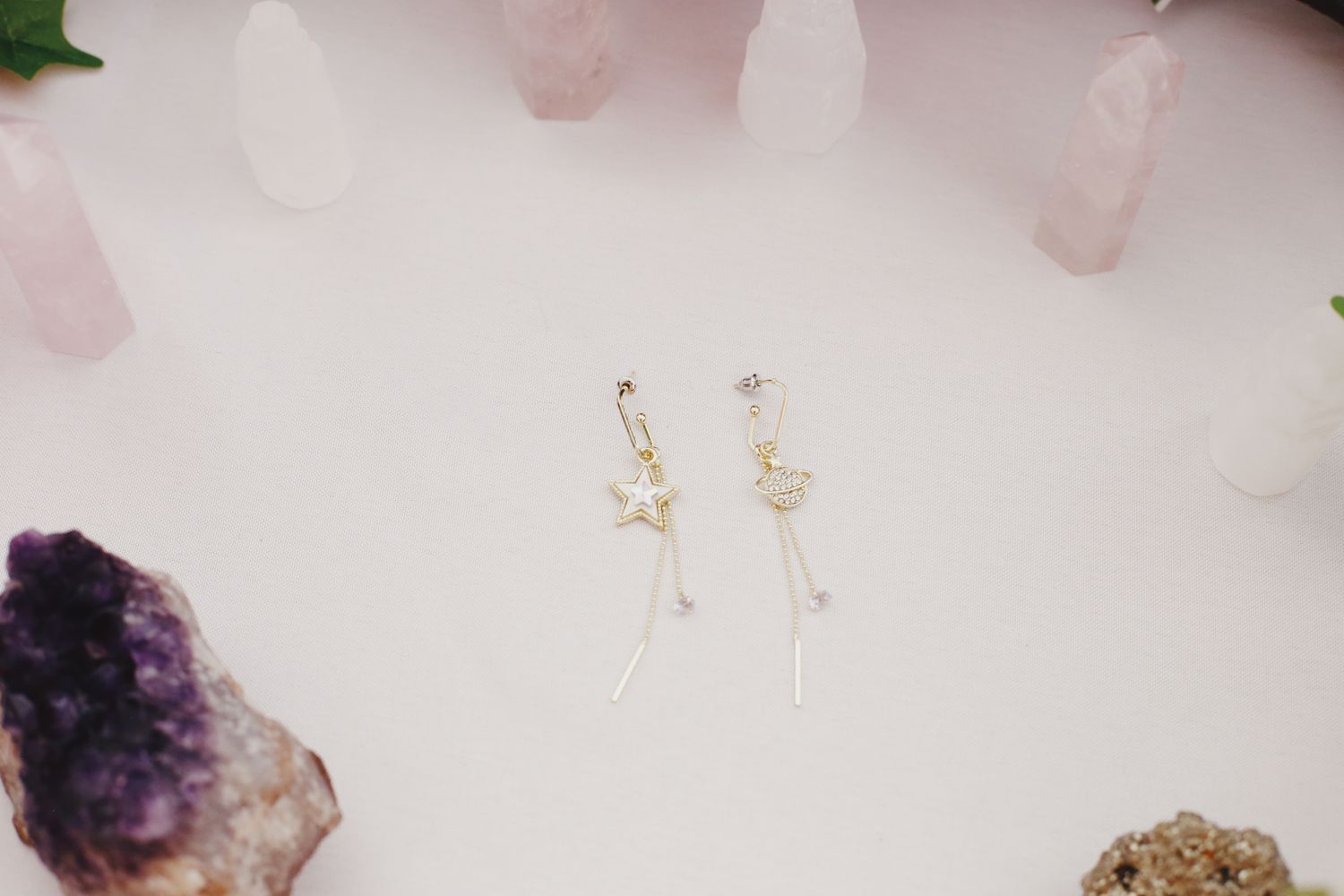 Star &amp; Planet Tassel Earrings