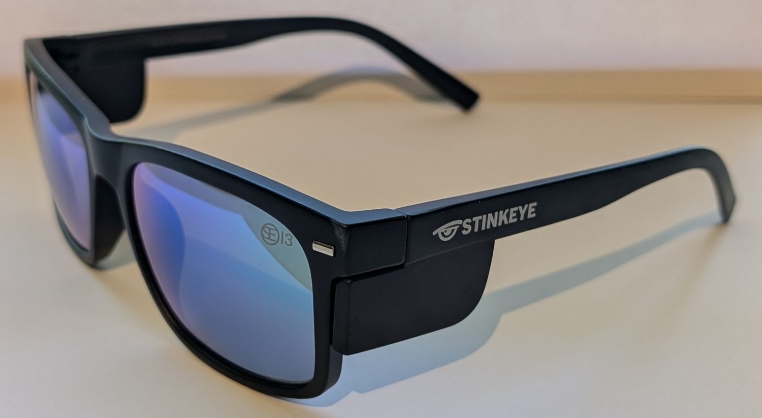 Safety Glasses - Polarised Green Mirror Tint Matte Black Frame