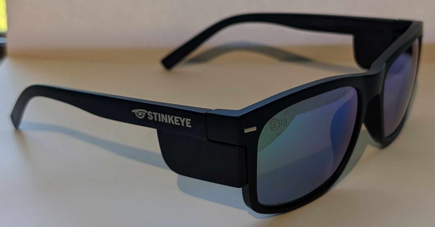 Safety Glasses - Polarised Green Mirror Tint Matte Black Frame