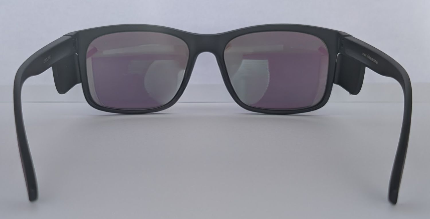 Safety Glasses -  The Model "T" Matte Black Frame with Blue Revo Polarised  Lens