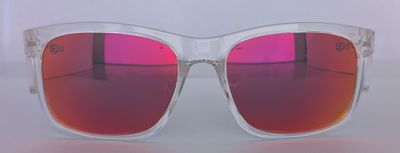Safety Glasses - The Model "T" Clear Frame with Red Revo Polarised Lens