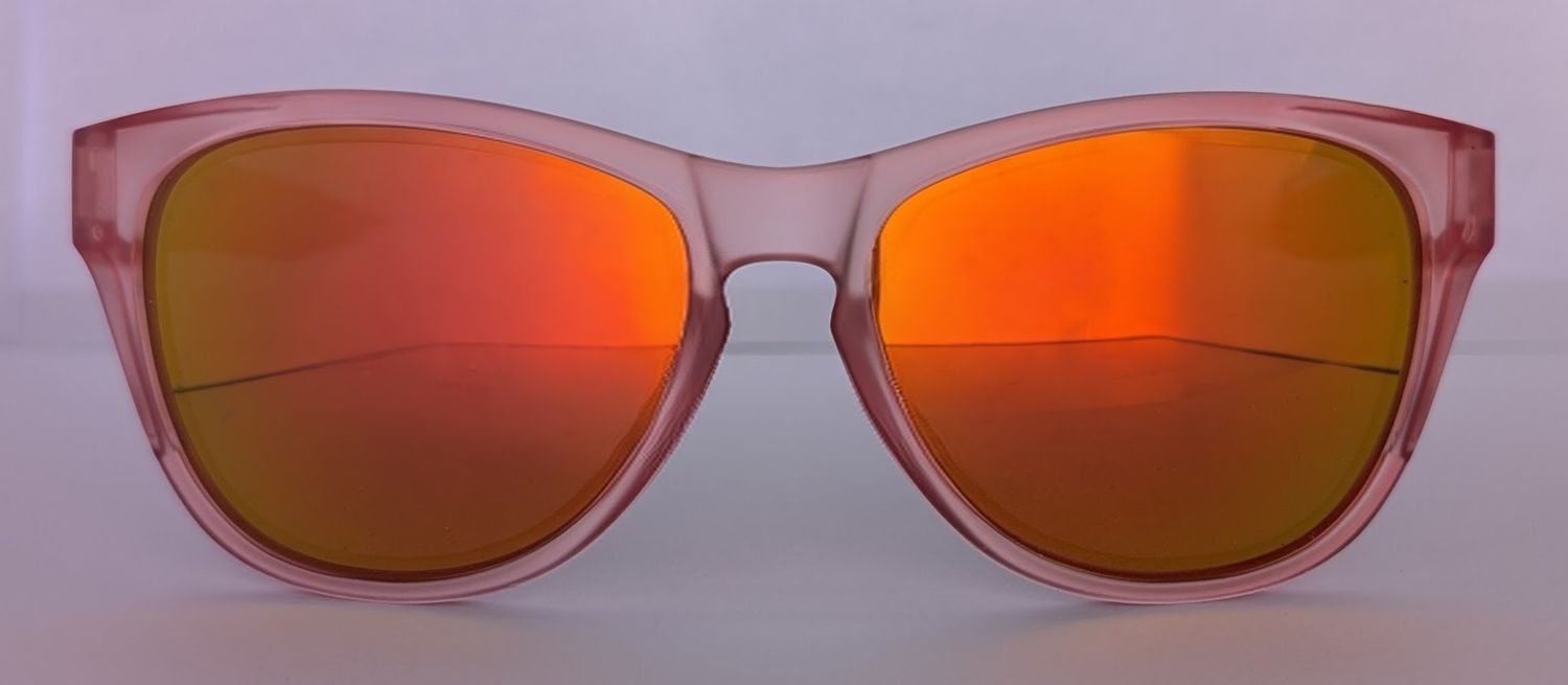 COMING SOON - The Model "E" Clear Frosted Pink Frame with Pink Revo Polarised Lens