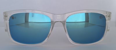 Safety Glasses - The Model "T" Clear Frame with Blue Revo Polarised Lens
