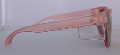 COMING SOON - The Model "E" Clear Frosted Pink Frame with Pink Revo Polarised Lens