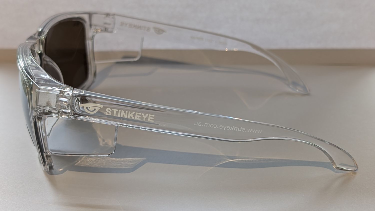 Safety Glasses - The Model "S". Clear Frame with Brown Non-Polarised Tint