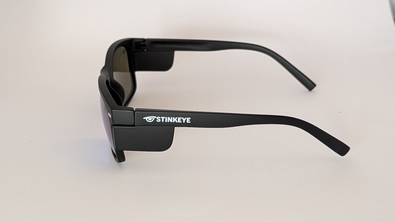 Safety Glasses - The Model "T" Matte Black Frame with Green Revo Polarised Lens