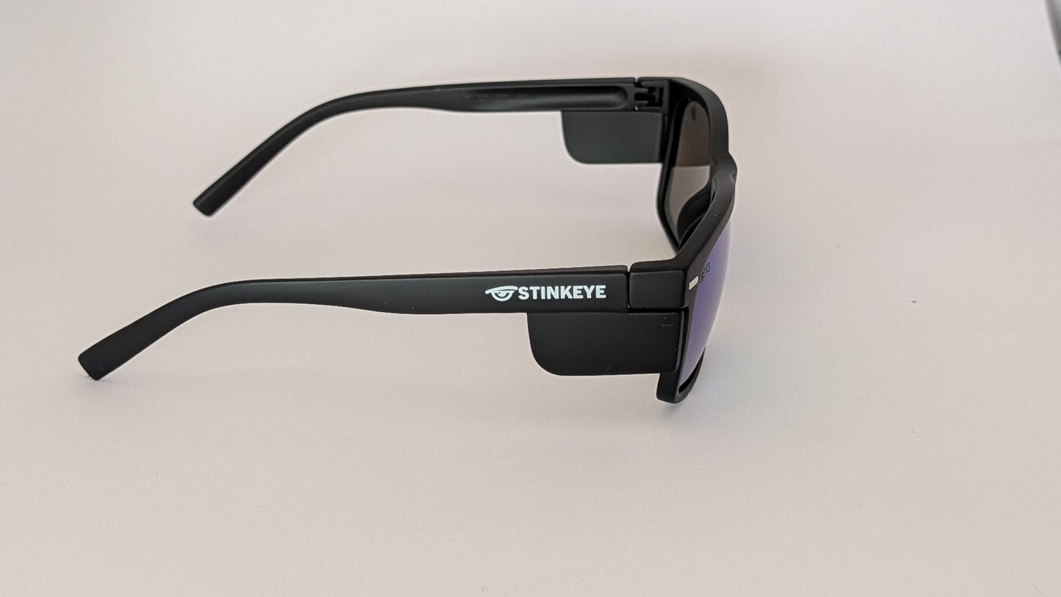 Safety Glasses - The Model "T" Matte Black Frame with Green Revo Polarised Lens